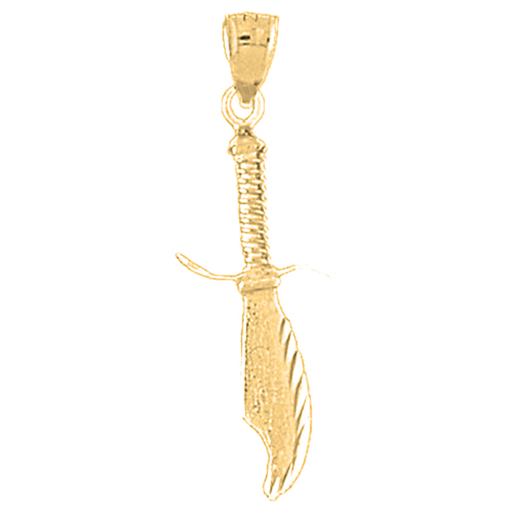 Yellow Gold-plated Silver 3D Sword Pendant