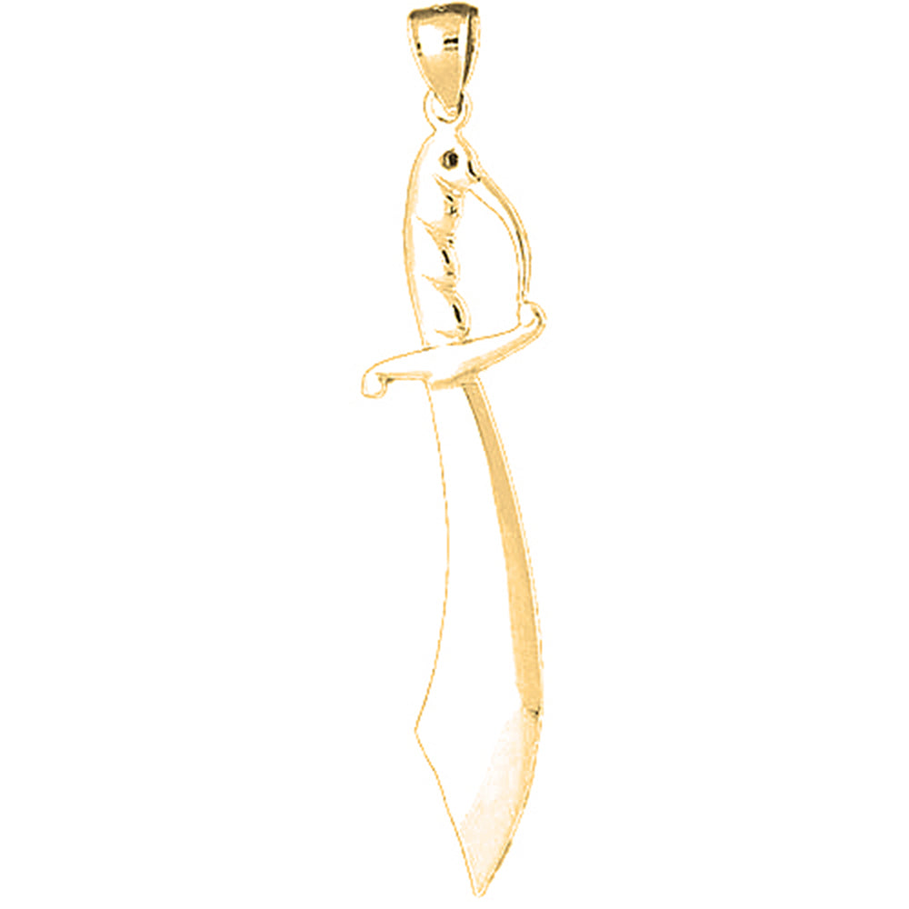 Yellow Gold-plated Silver Sword Pendant