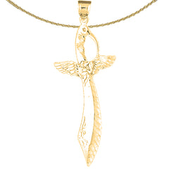 Sterling Silver Sword Pendant (Rhodium or Yellow Gold-plated)