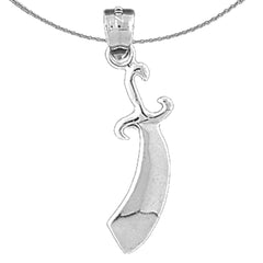 Sterling Silver Sword Pendant (Rhodium or Yellow Gold-plated)