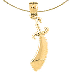 Sterling Silver Sword Pendant (Rhodium or Yellow Gold-plated)