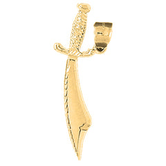 Yellow Gold-plated Silver Sword Pendant