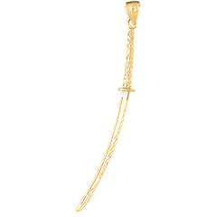 Yellow Gold-plated Silver 3D Ninja Sword Pendant