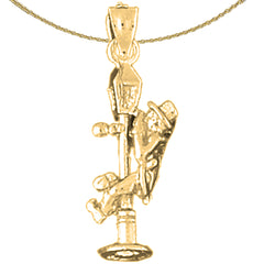 Sterling Silver Man On Light Post Pendant (Rhodium or Yellow Gold-plated)