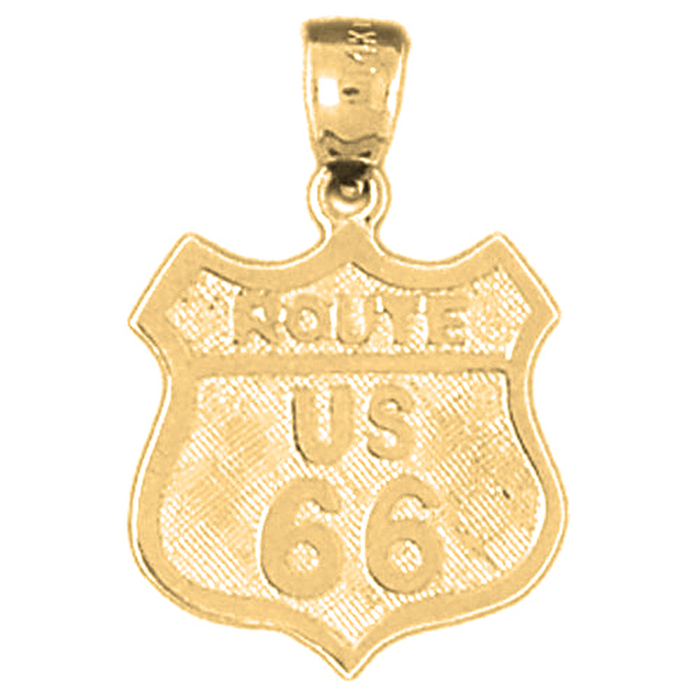 Yellow Gold-plated Silver U.S. Route 66 Pendant