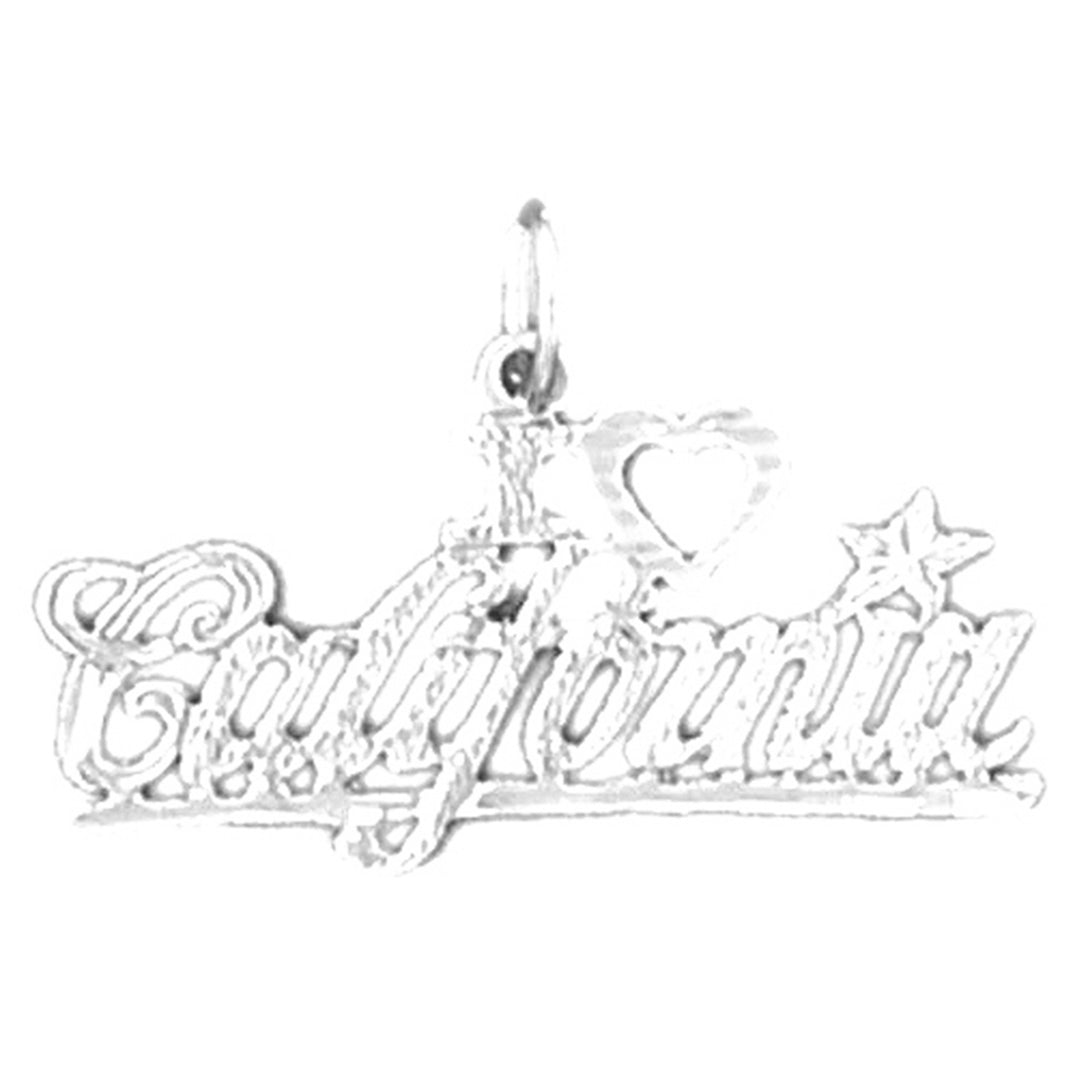Sterling Silver I Love California Pendant