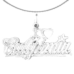 Colgante I Love California de plata de ley (bañado en rodio o oro amarillo)