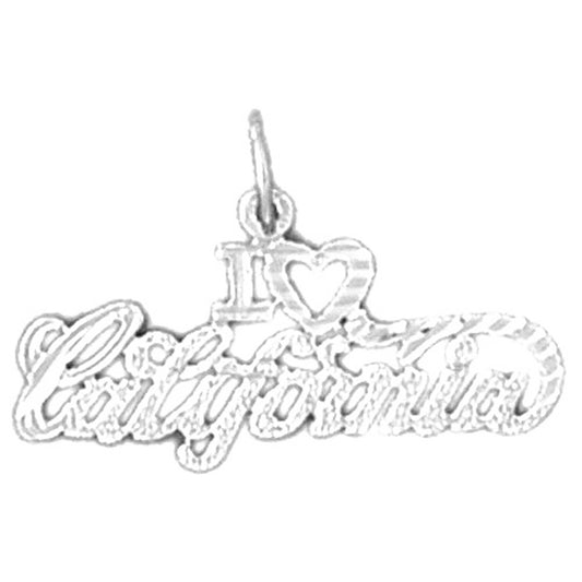 Sterling Silver I Love California Pendant