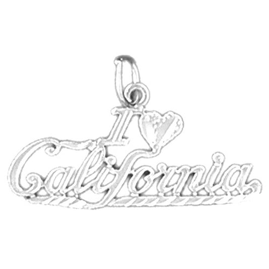 Sterling Silver I Love California Pendant