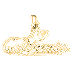 Yellow Gold-plated Silver I Love California Pendant