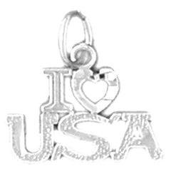Sterling Silver I Love Usa Pendant