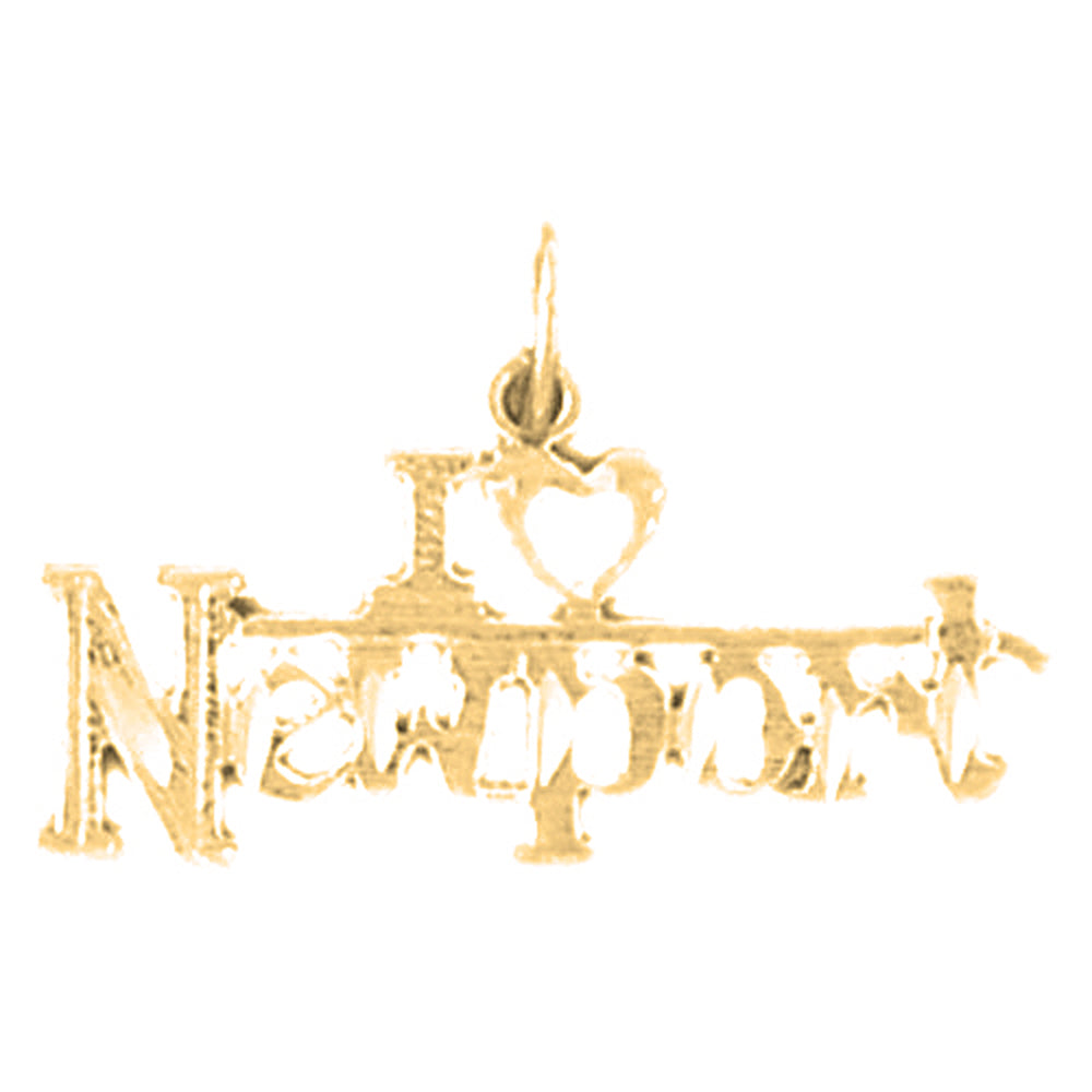 Yellow Gold-plated Silver I Love Newport Pendant