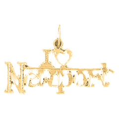 Yellow Gold-plated Silver I Love Newport Pendant