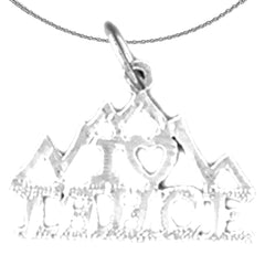 Colgante I Love Tahoe de plata de ley (bañado en rodio o oro amarillo)