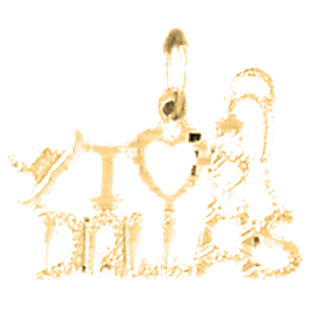 Yellow Gold-plated Silver I Love Dallas Pendant