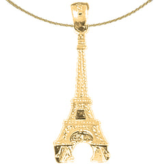 Colgante de plata de ley con forma de Torre Eiffel en 3D (chapado en rodio o oro amarillo)
