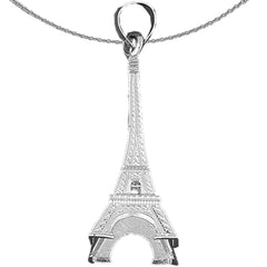 Colgante de plata de ley con forma de Torre Eiffel en 3D (chapado en rodio o oro amarillo)