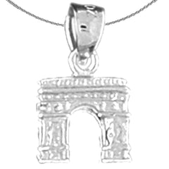 Sterling Silver 3D Arc De Triumph Pendant (Rhodium or Yellow Gold-plated)