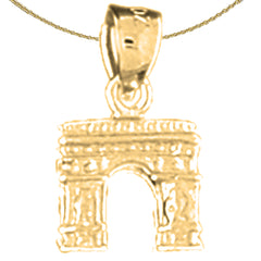 Sterling Silver 3D Arc De Triumph Pendant (Rhodium or Yellow Gold-plated)