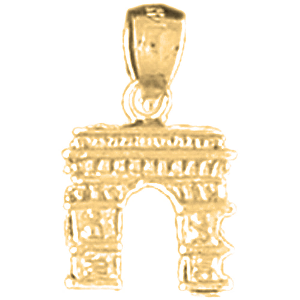 Yellow Gold-plated Silver 3D Arc De Triumph Pendant