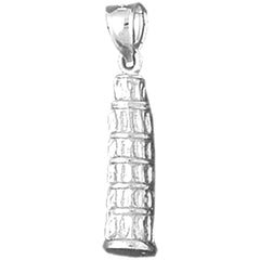 Sterling Silver 3D Leaning Tower Of Pisa Pendant