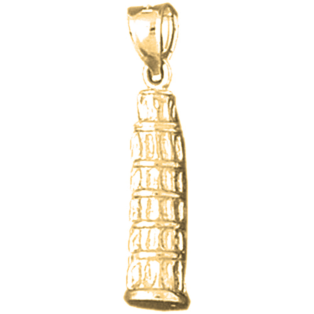 Yellow Gold-plated Silver 3D Leaning Tower Of Pisa Pendant
