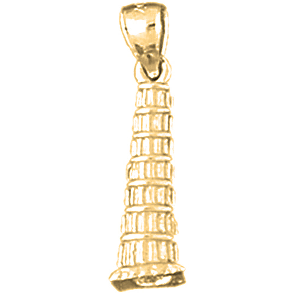 Yellow Gold-plated Silver 3D Leaning Tower Of Pisa Pendant