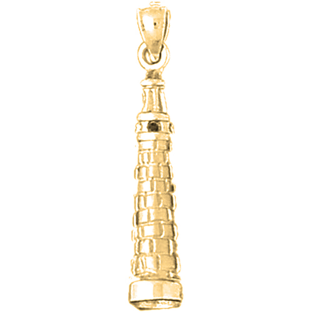 Yellow Gold-plated Silver 3D Leaning Tower Of Pisa Pendant