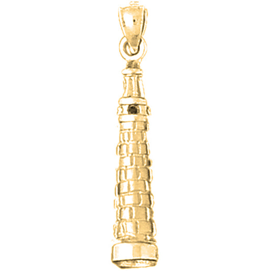 Yellow Gold-plated Silver 3D Leaning Tower Of Pisa Pendant