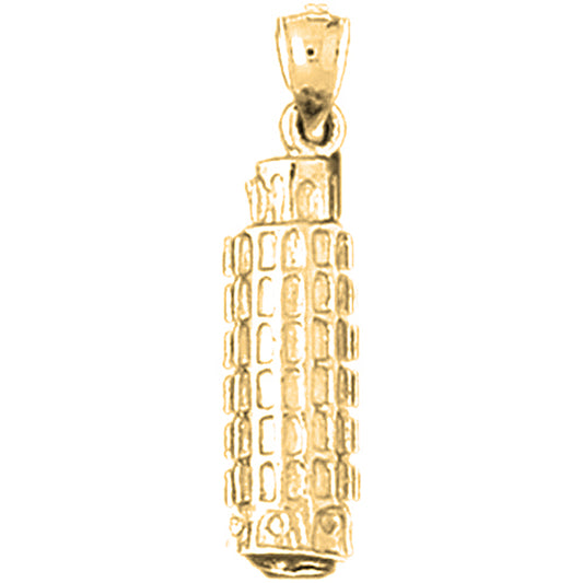 Yellow Gold-plated Silver 3D Leaning Tower Of Pisa Pendant