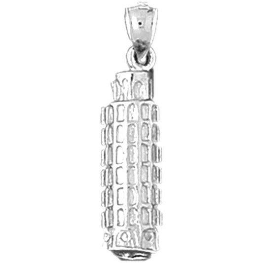 Sterling Silver 3D Leaning Tower Of Pisa Pendant