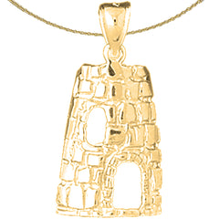 Sterling Silver St. Croix Sugarmills Pendant (Rhodium or Yellow Gold-plated)