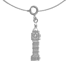 Sterling Silver Big Ben Pendant (Rhodium or Yellow Gold-plated)