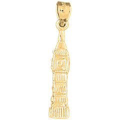 Yellow Gold-plated Silver 3D Big Ben Pendant