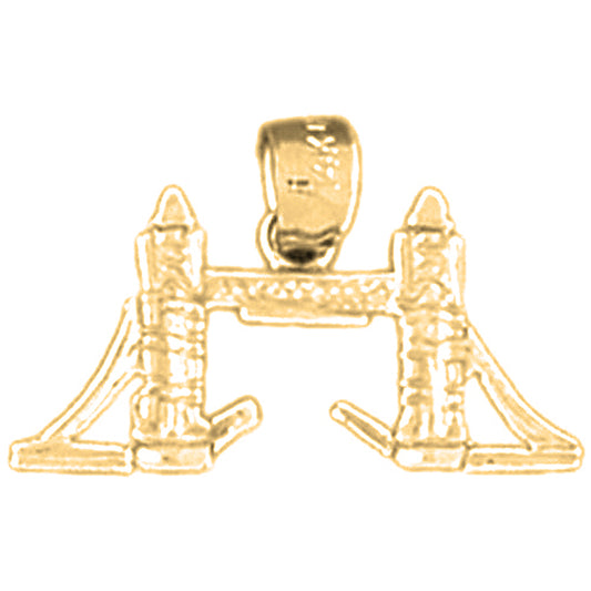 Yellow Gold-plated Silver 3D London Tower Bridge Pendant
