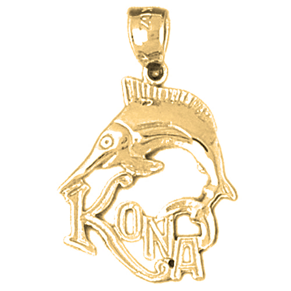 Yellow Gold-plated Silver Hawaiian Kona Pendant