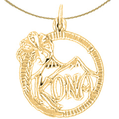 Hawaiianischer Kona-Anhänger aus Sterlingsilber (rhodiniert oder gelbvergoldet)