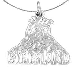 Sterling Silver Big Island Pendant (Rhodium or Yellow Gold-plated)