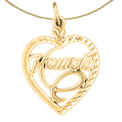 Sterling Silver Hawaii Pendant (Rhodium or Yellow Gold-plated)