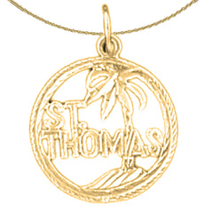 Sterling Silver St. Thomas Pendant (Rhodium or Yellow Gold-plated)
