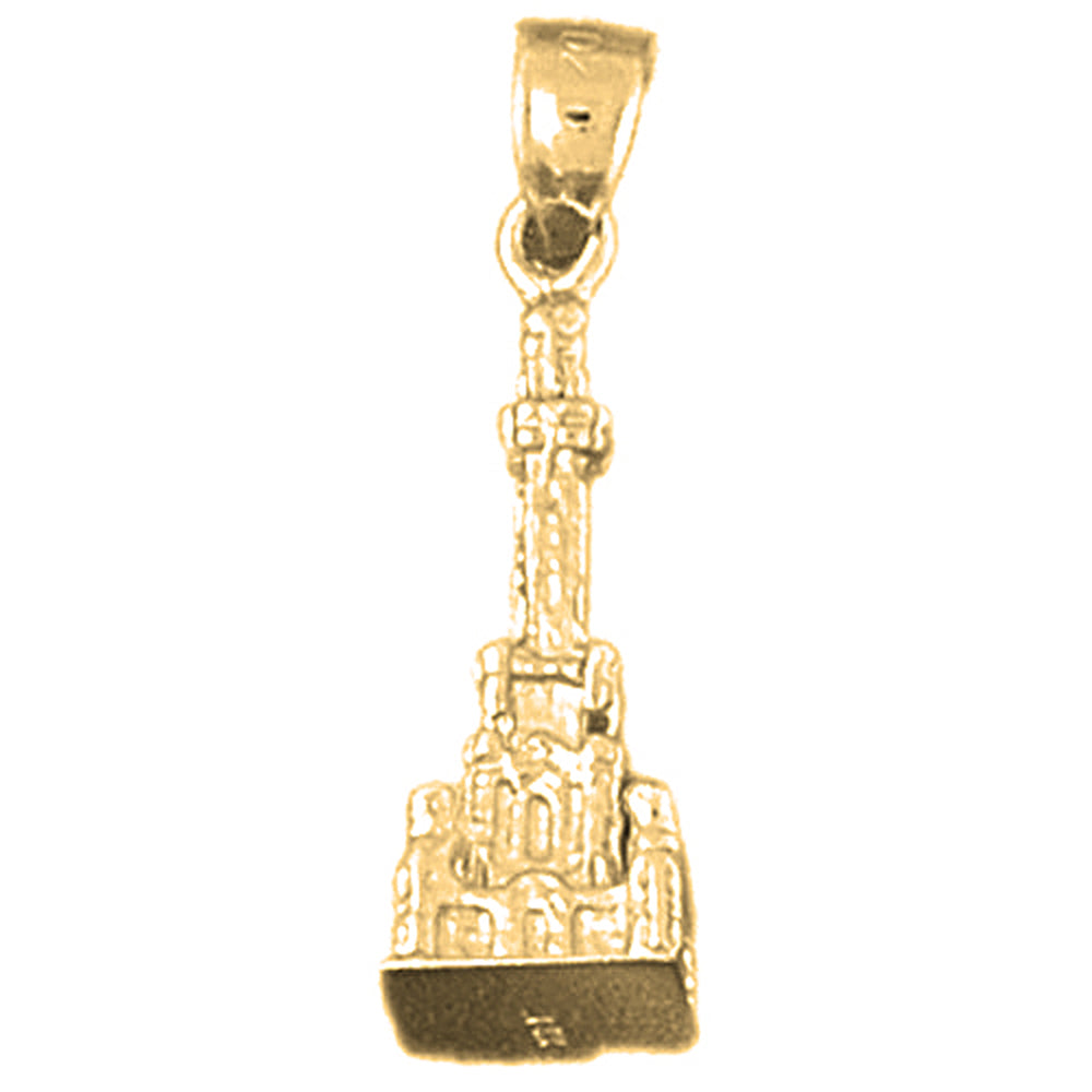 Yellow Gold-plated Silver 3D Budhist Shrine Pendant