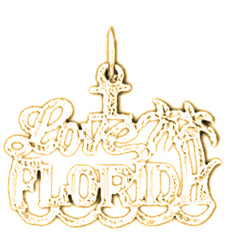 Yellow Gold-plated Silver I Love Florida Pendant