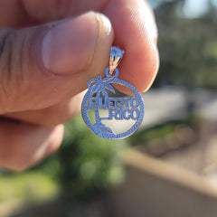 Sterling Silver Puerto Rico Pendant (Rhodium or Yellow Gold-plated)