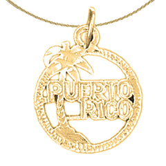 Sterling Silver Puerto Rico Pendant (Rhodium or Yellow Gold-plated)