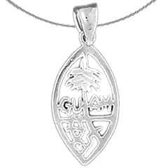 Sterling Silver Guam Pendant (Rhodium or Yellow Gold-plated)