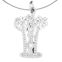 Sterling Silver Jamaica Pendant (Rhodium or Yellow Gold-plated)