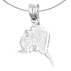Sterling Silver Alaska Pendant (Rhodium or Yellow Gold-plated)