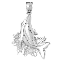 Sterling Silver Dolphin With Coral Pendant