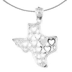 Texas-Anhänger aus Sterlingsilber (rhodiniert oder gelbgoldbeschichtet)