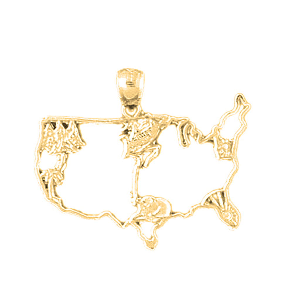 Yellow Gold-plated Silver United States Of America Pendant